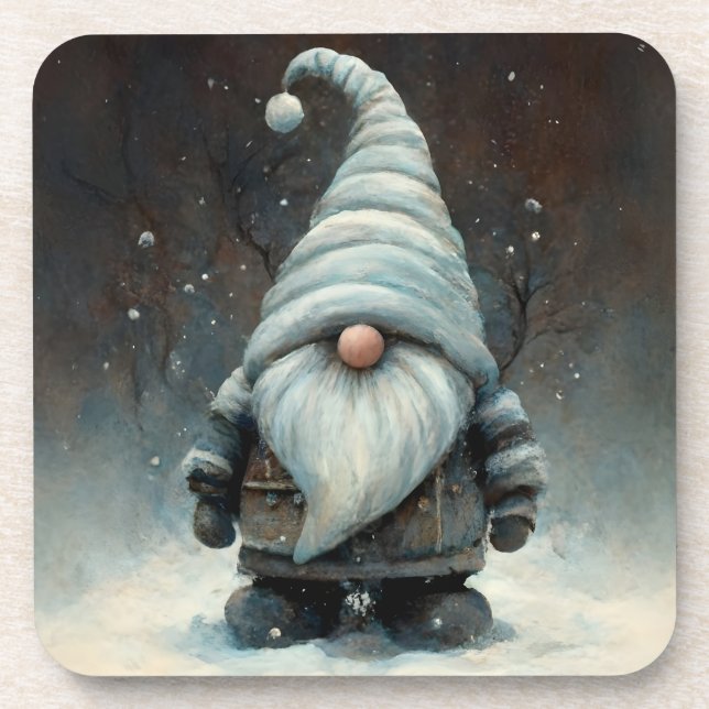 Porta-copo Inverno Gnomo em uma Floresta de Neve (Frente)