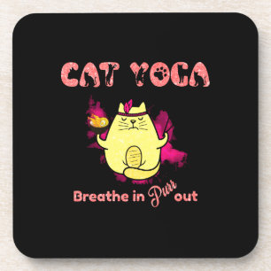 Porta-copo Ioga Gato Bonita - "Respire, Purga Out"