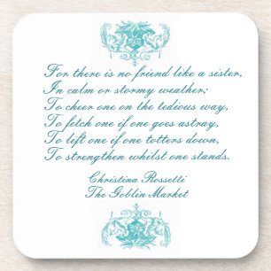 Porta-copo Irmãs Poem de Christina Rosetti em Tinta Azul
