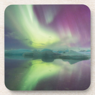 Porta-copo Islândia, Jokulsarlon. Luzes da Aurora Reflectidas