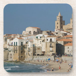 Porta-copo Itália, Sicília, Cefalù, Vista da cidade com Duomo