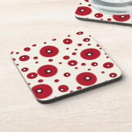 Porta-copo Ivory Red Dots Funky Whimsical Circle Pattern 