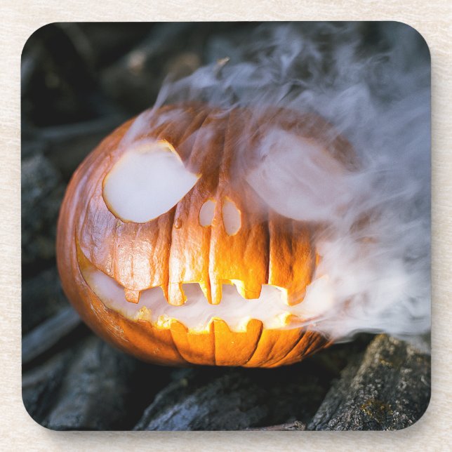 Porta-copo Jack-o-Lanterna Halloween Pumpkin Head on Fire (Frente)