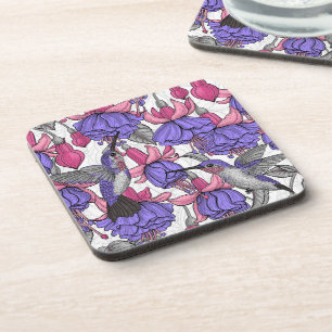 Porta-copo Jardim de beija-flor em melrose e rosa