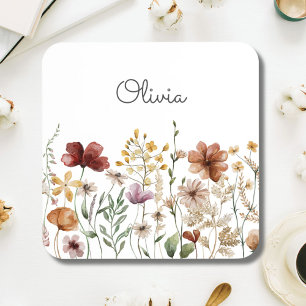 Porta-copo Jardim de Flores Silvestres em Aquarela Bonito