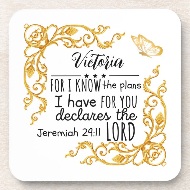 Porta-copo Jeremiah 29:11 Planejo Para Você Dourado. (Frente)