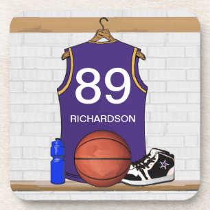 Porta-copo Jersey de basquete roxo personalizado