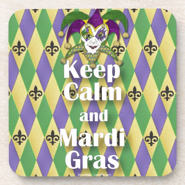 Porta-copo Jester Mask Keep Calm e Mardi Gras (Frente)