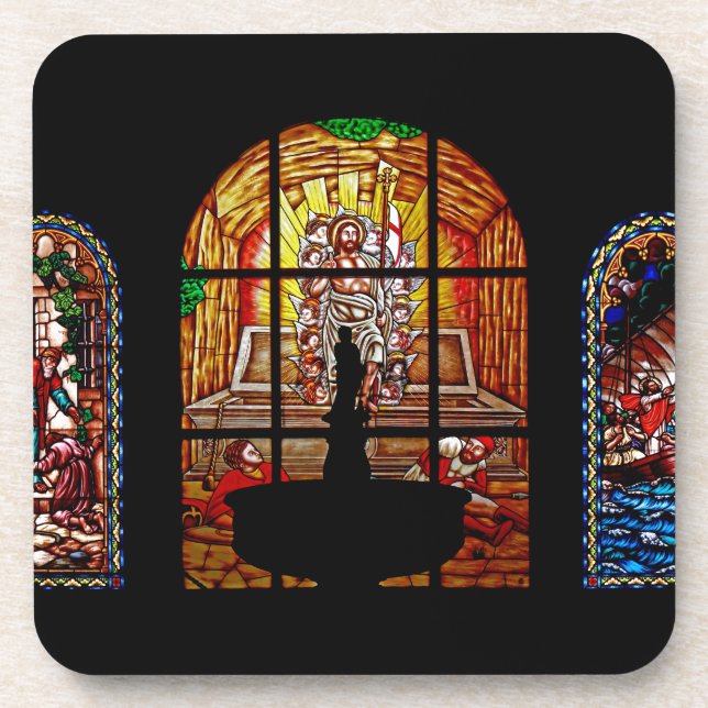 Porta-copo jesus de vidro colorido (Frente)