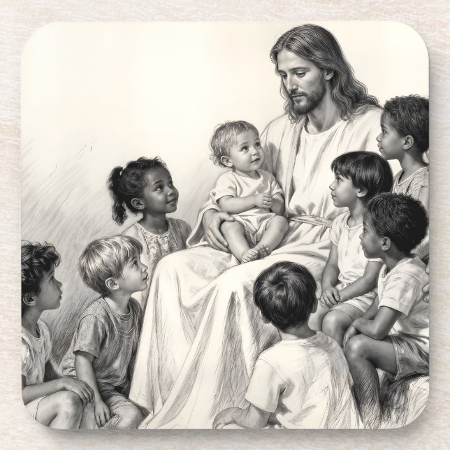 Porta-copo Jesus Sentado com Crianças (Frente)