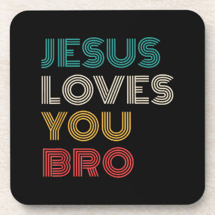 Porta-copo Jesus Te Ama Irmão, Faith Cristã Engraçado Retro