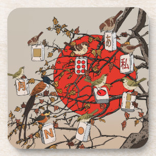 Porta-copo Jogo de Pássaros Mahjong