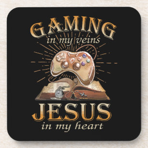 Porta-copo Jogos nas Minhas Veias Jesus no Meu Coração