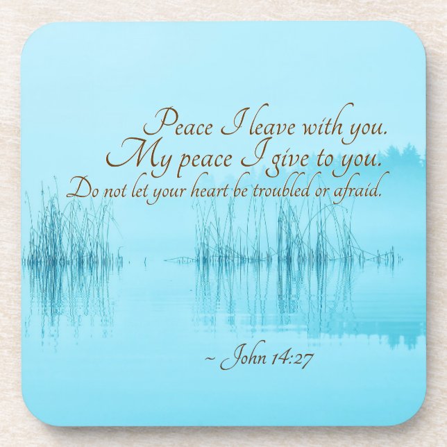 Porta-copo John 14:27 Palavras de Jesus, "Paz que saio contig (Frente)
