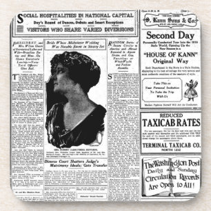 Porta-copo Jornal preto & branco velho, anúncio retro do