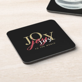 Porta-copo Joy to the World Festive Typografia Black