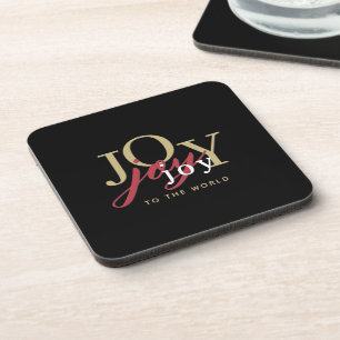Porta-copo Joy to the World Festive Typografia Black