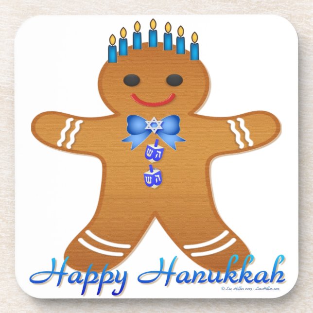 Porta-copo Judaica Hanukkah Gingerpão Man Menorah (Frente)