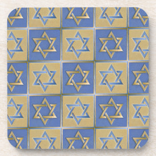 Porta-copo Judaica Star De David Metal Dourado Azul