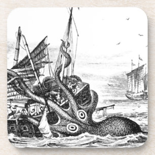 Porta-copo Kraken/polvo Eatting um navio de pirata,