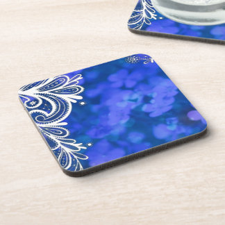 Porta-copo Lace branco floral azul-esverdeado