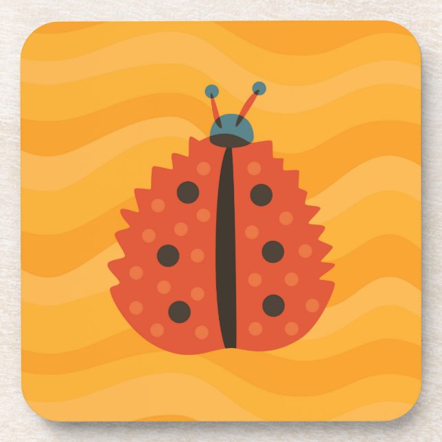 Porta-copo Ladybug Na Queda - Arte Geométrica Amarela Laranja (Frente)