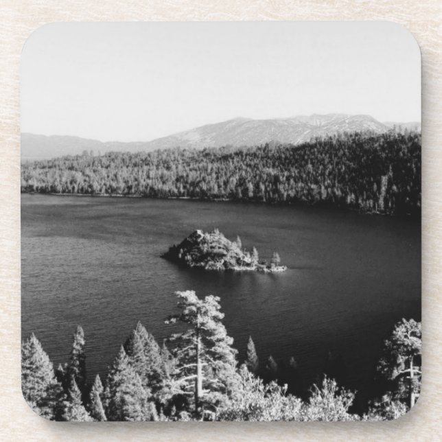Porta-copo Lago Tahoe em preto e branco (Frente)