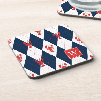 Porta-copo Lagosta Préppy Argyle Vermelho e Azul-Marinho Mono