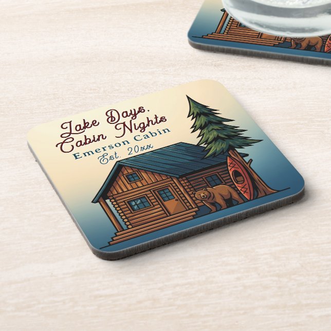 Porta-copo Lake Days, Cabin Nights Personlized (Left Side)