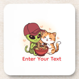 Porta-copo Lamen Kawaii de Gato Alien Cute Arte