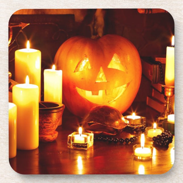 Porta-copo Lanterna de abóbora de Halloween (Frente)