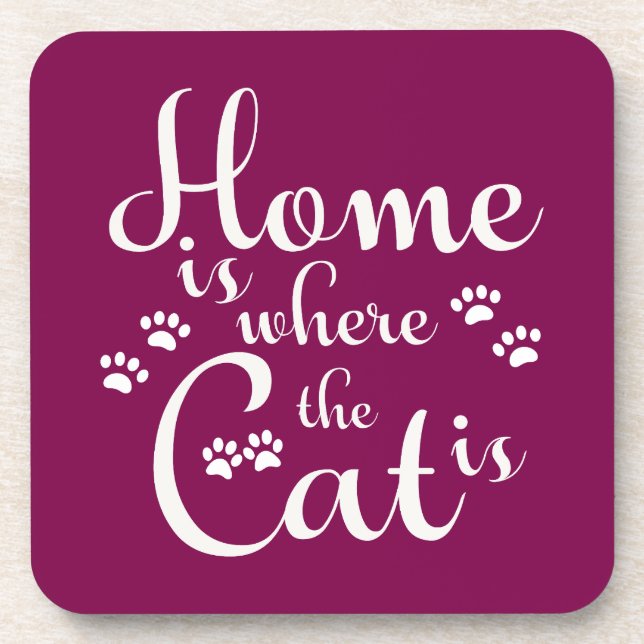 Porta-copo Lar é onde o Gato é pequenas patas (Frente)