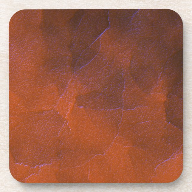Porta-copo Laranja Marrom Azul Realces Rústicos Arte Abstrata (Frente)