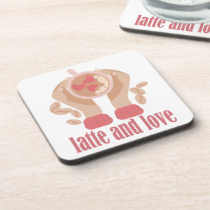 Porta-copo Latite e xícara de amor, mãos e café