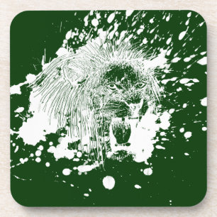 Porta-copo Leão itinerante na barra branca