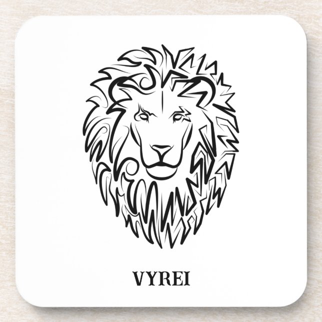 Porta-copo Leão Tribal Negro e Branco (Frente)