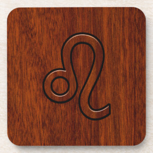 Porta-copo Leão Zodiac - Sinal no estilo Brown Mahogany