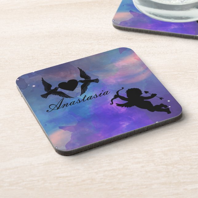 Porta-copo Legal, incríveis, pássaros roxos, com coração e cu (Left Side)