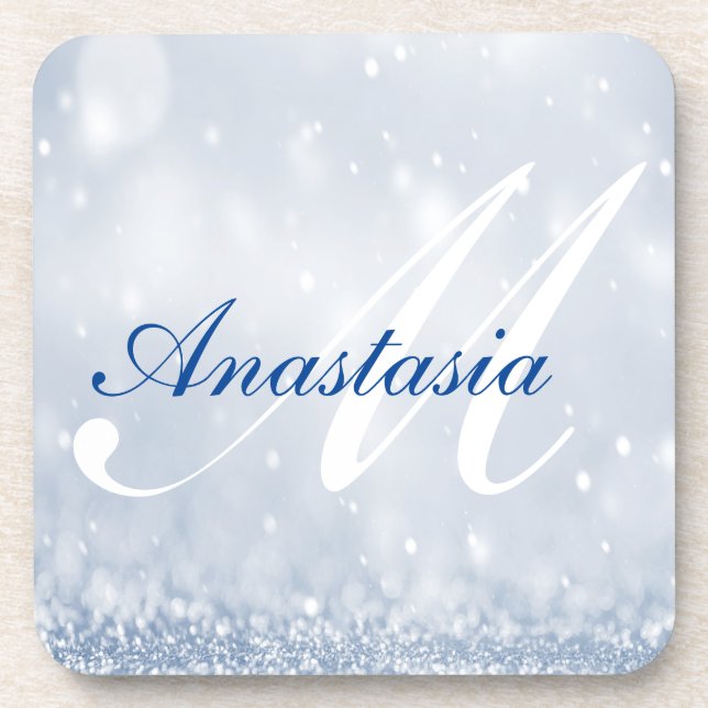 Porta-copo Legal, incrível, nome de brilho azul (Frente)