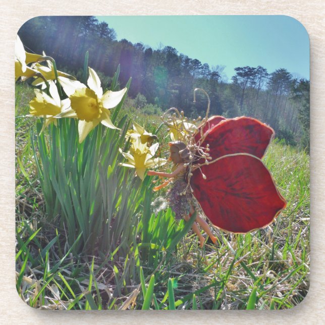 Porta-copo Leite e flores amarelas (Frente)