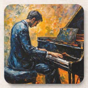 Porta-copo Leitor de Piano - Pintura de Óleo