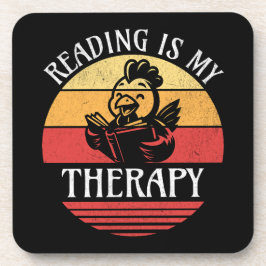 Porta-copo Leitura É Minha Terapia Engraçada Lendo Galinha