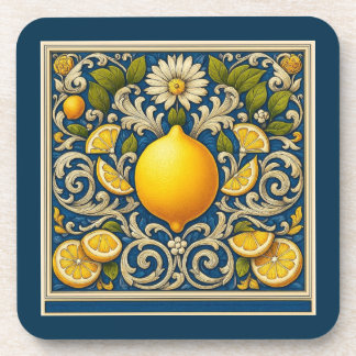 Porta-copo Lemon Amalfi Blue Mediterranean Art Nouveau