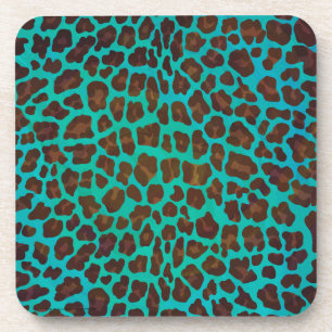 Porta-copo Leopard Brown e Teal Impressão