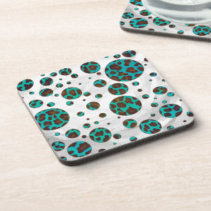 Porta-copo Leopard Brown e Teal PrintPolka Pontos