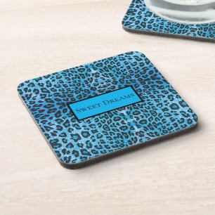 Porta-copo Leopardo Azul Brilho Falso Sonhos Doces Moderno Ch