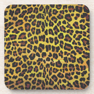 Porta-copo Leopardo Castanho e Impressão Amarelo