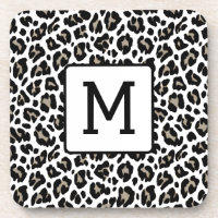 Leopardo monograma, impresso preto e branco