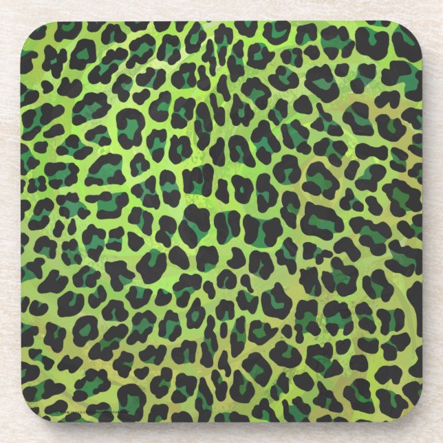 Porta-copo Leopardo Negro e Impressão Verde (Frente)
