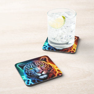 Porta-copo Leopardo Neon Elétrico - Design de Animal Glowing